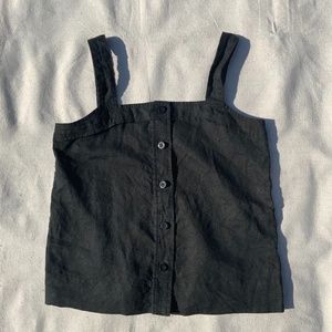Everlane Black Linen Picnic Top